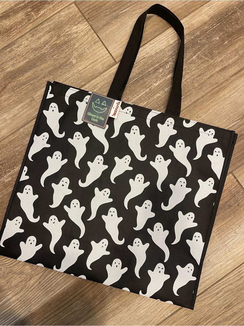 ✨Viral👻 Glow in the Dark Reusable Ghost Print Tote Bag - Black & White NWT